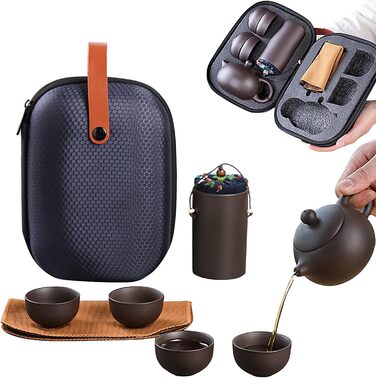 Портативний китайський фіолетовий пісочний чайний набір з точним носиком чайника та чашок для поціновувачів чаю