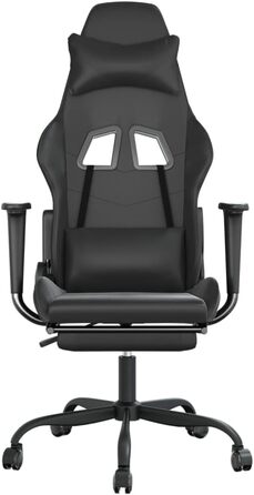 Ігрове крісло з підставкою для ніг, чорна штучна шкіра, офісне крісло, ігрове крісло, обертове крісло, стілець для столу - 3143661