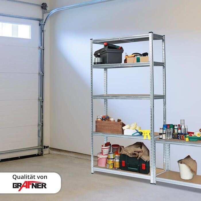 Подвійний надміцний стелаж Grafner XXL з 10 полицями з МДФ, максимальне навантаження 1750 кг, сертифікований TV/GS, закруглені кути, 180x180x40 см, безболтовий стелаж Twin Pack, стелаж для зберігання, стелаж для підвалу