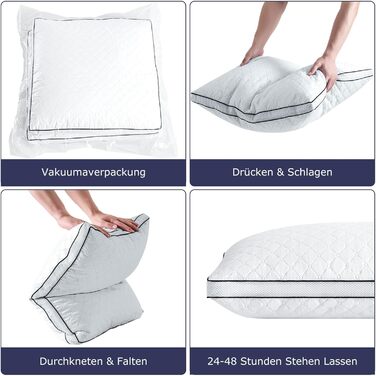 Подушки 80x80 см, комплект з 2 шт. , ортопедичні подушки для сну на боці з преміальним наповнювачем, дихаюча подушка для шиї, для сну, сидіння, ліжка, дивана, для алергіків, м&39які та підтримуючі, можна прати, чорно-білі, 80 x 80 см, 2 шт. и