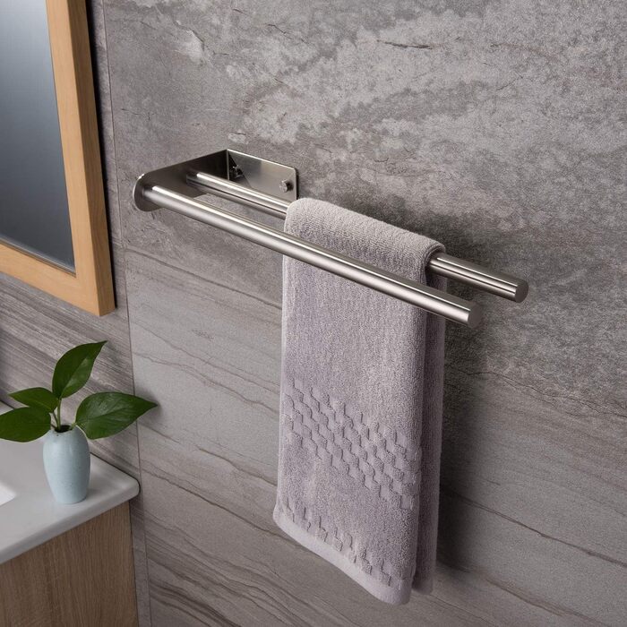Рушникосушка Ruicer Дворучний рушникосушка з нержавіючої сталі Подвійний рушникосушка 40 см Настінне кріплення 40 см Срібло