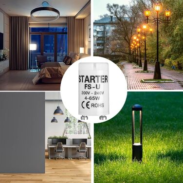 Стартер для люмінесцентних ламп, люмінесцентний для одноконтурної світлодіодної трубки лампи longlife light люмінесцентної лампи довготривалий стартер для люмінесцентних ламп LED лампи (6*4-65W), 6 шт.