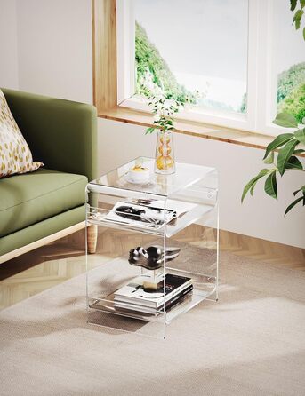 Акриловий приставний столик, прозорий приставний столик, тумбочка біля ліжка, 30 x 40 x 50 см (прозорий) Прозорий