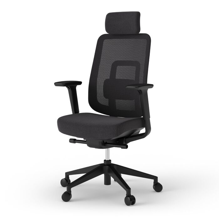 Ергономічне офісне крісло Ergotopia PureBack Ергономічне офісне крісло з підголівником, 4D підлокітниками та синхронним механізмом Для домашнього офісу, офісу та ігор Зручне поворотне крісло для здорового сидіння, чорне з підголівником