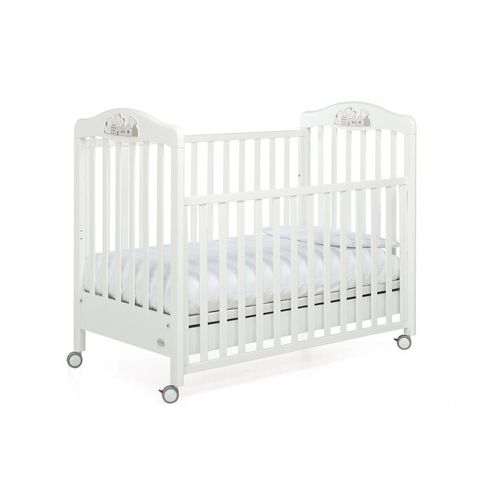 Ліжечко з регульованою бічною стінкою, 131 x 73 x 108 см, 27 кг, біле