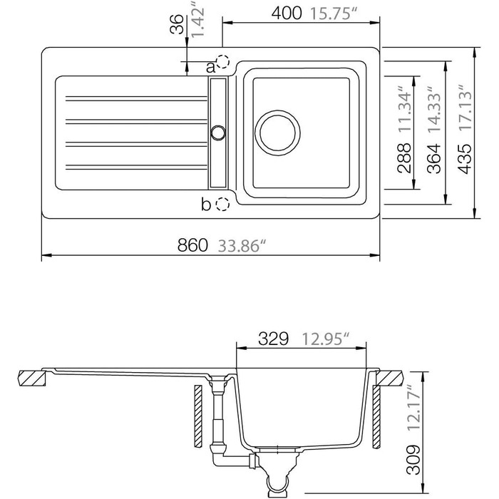 Кухонна мийка Schock 86 x 43,5 см Typos D-100S Nero - Гранітна мийка CRISTALITE від 45 см Ширина базової шафи