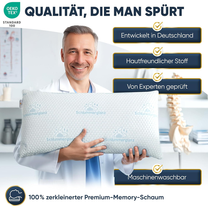 Подушка з піни з ефектом пам&39яті - 40x80, регульована по висоті - Подушки для сну, підходить для тих, хто спить на боці, та інших - Преміальний наповнювач для полегшення болю в шиї - Легко підберіть потрібну висоту 1