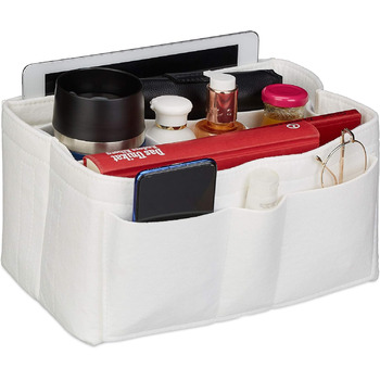 Сумка-органайзер Relaxdays bag, фетр, багато відділень, знімна перегородка, органайзер для сумочки, розмір M, білий