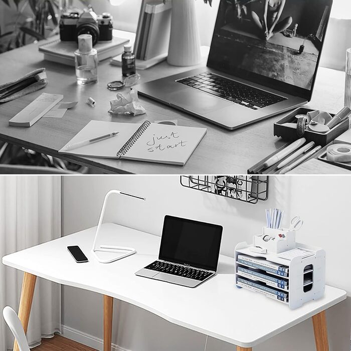 Органайзер для лотків для листів Hggzeg, органайзер для офісного столу, акуратна полиця для зберігання, тримач для документів, лотки для паперу формату A4 для дому, офісу, школи, 4 яруси 34,5 x 25 x 22,6 см