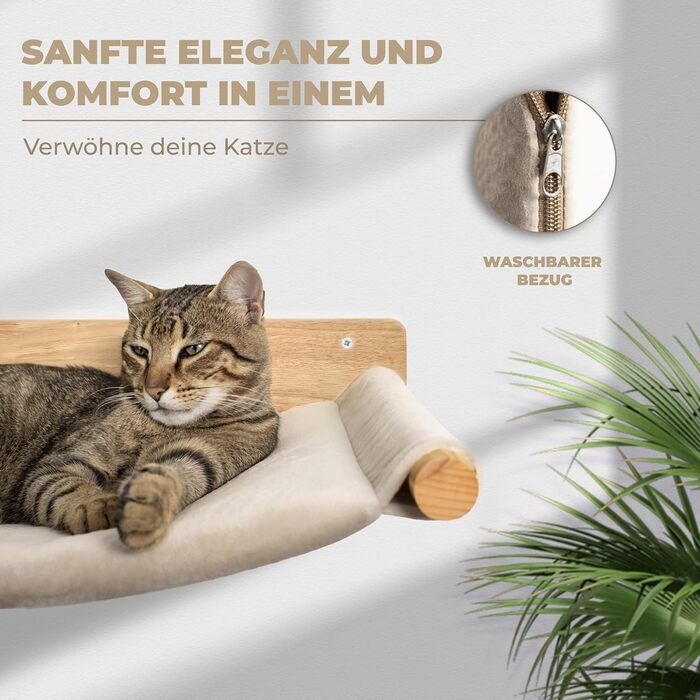 Стіна для лазіння для котів WOOWOOD, включаючи 2 котячі сходи масив дерева I Стіна-дряпка для котів I Гамак для котів I Стіна для котів I Настінна дряпка I Меблі для котів I Стіна для лазіння для котів з масиву дерева (3 частини)