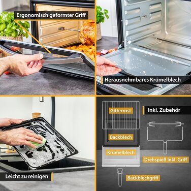 Міні-піч TZS з конвекцією 45л - міні піч 2000 Вт для приготування їжі, запікання та гриля курки - регулятор температури 100-230, енергоефективна, ідеально підходить для міні кухні, кемпінгу, квартири - в т.ч. аксесуари 45л Аналогічні