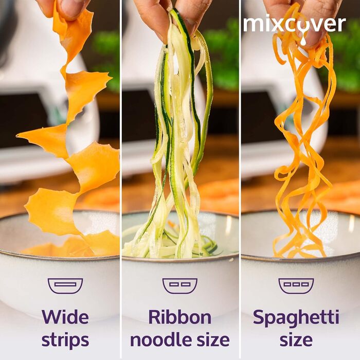 Покращений спіральний різак для приготування овочевої локшини з електронною книгою Буклет рецептів сумісний з Vorwerk Thermomix TM6 або Vorwerk Thermomix TM5 овочеві макаронні нарізки GemseStyler Tm6 і Tm5 - версія 2.0