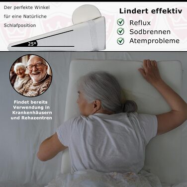 Ортопедична клиноподібна подушка з рефлюксом з поліуретану та віскозної піни, виготовлена в Європі Ергономічна та знімає тиск Зі знімним валиком для шиї Чохол з алое вера, який можна прати Ідеально підходить для хропіння та болю в спині
