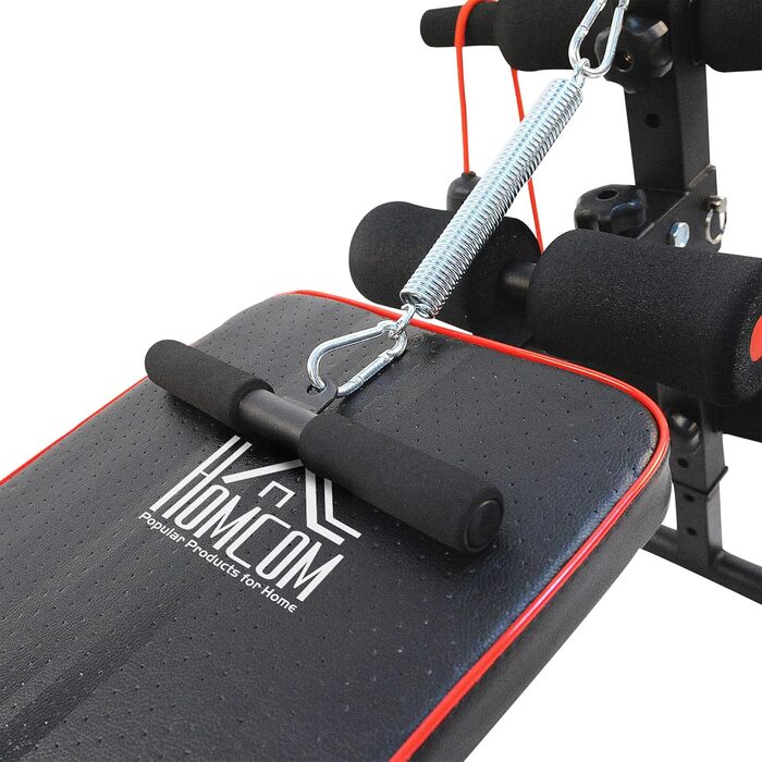 Лава для сидіння HOMCOM, багатофункціональна силова лава з регулюванням висоти та 4/5-позиційною фіксацією ніг, тренувальна лава для всього тіла, плоска лава, похила лава, тренажер для пресу та спини