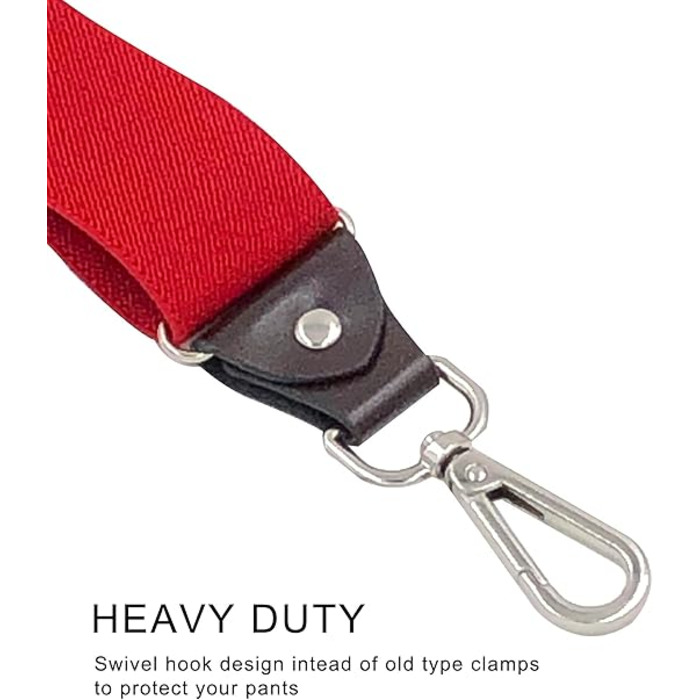 Підтяжки Ausukler Extra Strong 2,5 см з карабін-гачками червоний