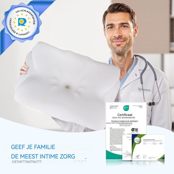 Ортопедична подушка для шиї 50D з піною з ефектом пам&39яті Патент та сертифікати ЄС на дизайн 2 чохли проти катишок Запобігає та полегшує біль у шиї Для всіх положень сну (білий/сірий) Білий з сірими боками