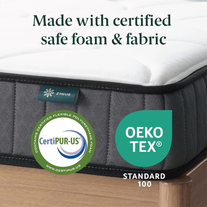 Двомісний матрац ZINUS пружинний та з піни з ефектом пам&39яті 135 x 190 см висота 15 см середньої жорсткості гібридний матрац, що підтримують шкіру ортопедичний пружинний матрац з підтримкою тіла двоспальний (135 x 190 см) білий