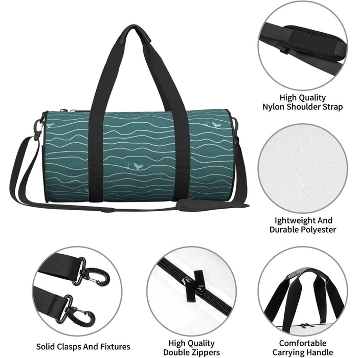 Складана дорожня сумка Морська хвиля з абстрактним малюнком китів, унісекс, ідеальна для коротких подорожей та спорту