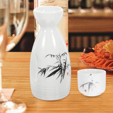 Набір для подачі саке з кераміки, 7 предметів. Традиційний керамічний глечик для саке 250 мл та 6 чашок по 30 мл. Ідеально для дому, сім'ї та гостей.