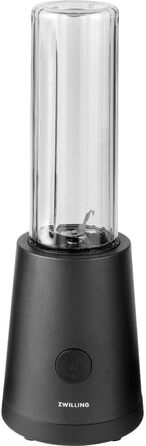 Блендер ZWILLING, Смузі, з пляшкою для води з кришкою, 600 мл, 300 Вт, нержавіюча сталь/пластик, чорний