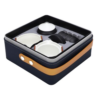 Портативний набір для чаювання в стилі гунфу, керамічний чайник з дорожнім чохлом та чашками для активного відпочинку та офісу