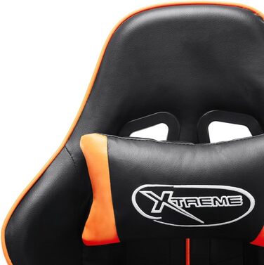 Геймерське крісло, офісне крісло, з підставкою для ніг, чорно-помаранчеве, штучна шкіра