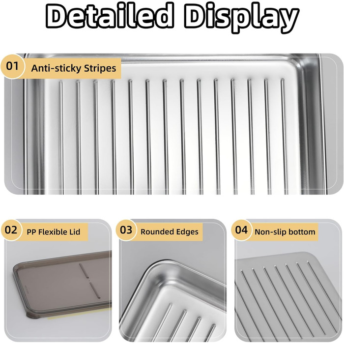 Набір із 4 контейнерів для свіжих делікатесів, харчові контейнери з нержавіючої сталі, штабельовані холодильні контейнери, придатні для охолодженого та замороженого зберігання сиру, ковбаси та інших продуктів.