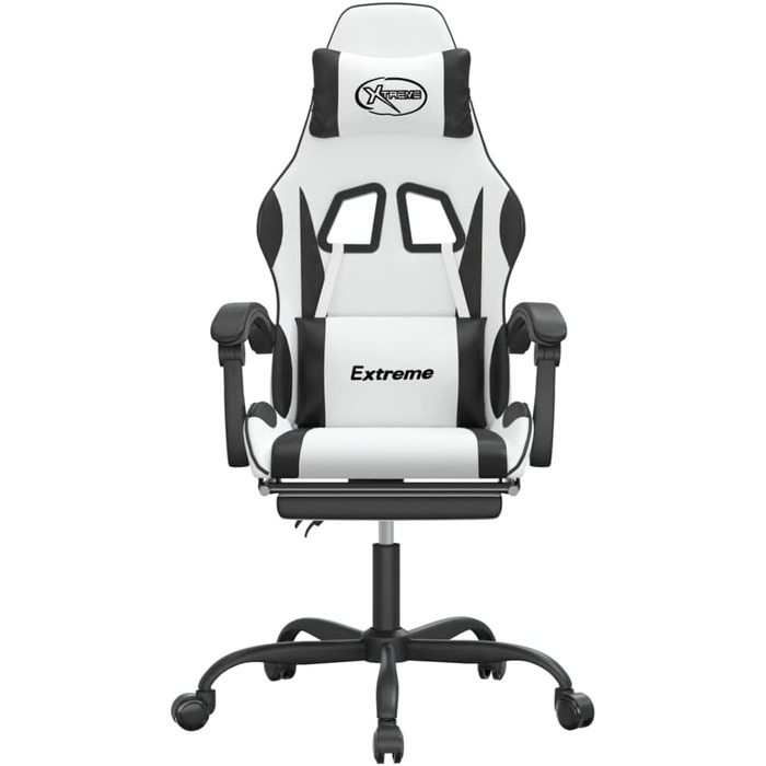 Ігрове крісло з підставкою для ніг, крісло для ПК, геймерське крісло, ігрове крісло, крісла для домашнього офісу, крісла для ігор, комп&39ютерне крісло, крісло для PlayStation, біла та чорна штучна шкіра