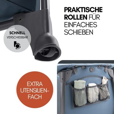 Дитяче ліжечко Hauck для подорожей Play N Relax Center з комфортним матрацом та захистом від комах - Дитяче ліжечко для подорожей з вкладишем для новонароджених, пеленальний килимок та сумка (регульована висота та складається) - темно-синій колір з передн