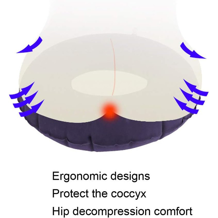 Надувна подушка для сидіння Pongnas, надувна кільцева подушка, від болю в куприку, геморою, радикуліті, рельєфна подушка для офісного крісла, автомобіля, сидінь, подорожі, інвалідний візок (R400)
