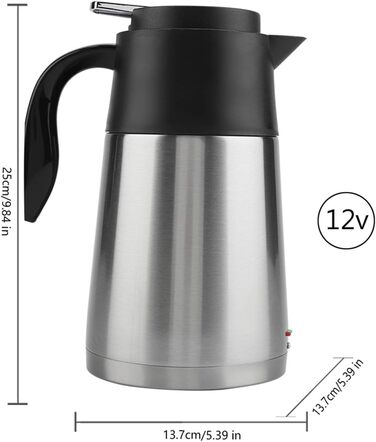 Автомобільний чайник Kuuleyn 1300 мл, автомобільна кружка з нержавіючої сталі з електричним підігрівом, 12 В/24 В з нержавіючої ст