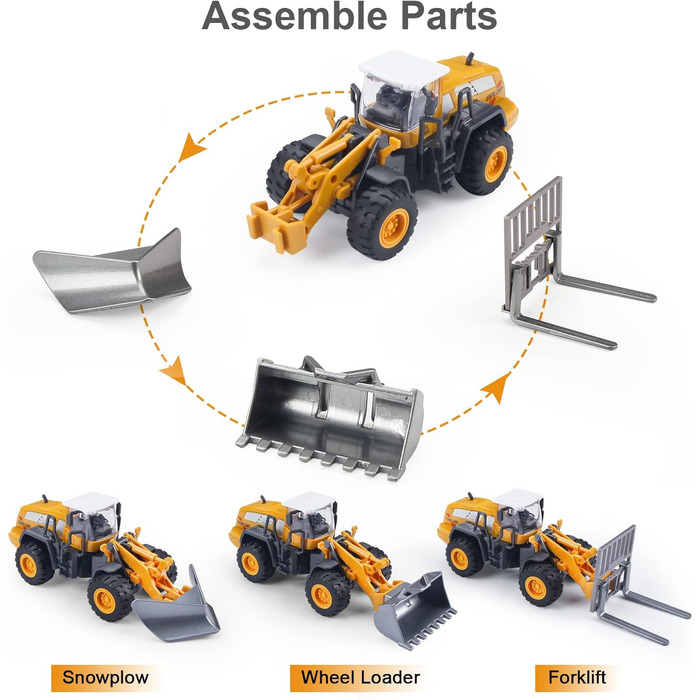 Литий під тиском будівельний транспортний засіб вантажівка іграшка для дітей автомобільна іграшка з килимками, кран, екскаватор, колісний навантажувач, дорожній каток з 2 змінними частинами навантажувач і снігоприбиральна машина для хлопчиків