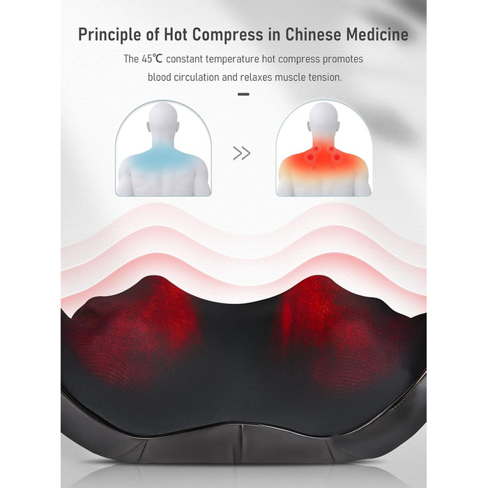 Масажер Careboda з температурою 45C, масажер для шиї з 3 швидкостями, масажер шиацу для спини, плечей, попереку, ніг, подарунки жінкам, чоловікам