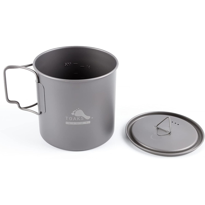 Титановий горщик TOAKS 750 мл, кемпінговий кухоль, чашка для кемпінгу, туристичний посуд 650 мл