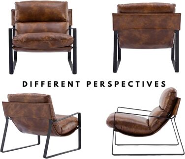 Крісло Chairus з м&39яким покриттям для вітальні, виготовлене зі штучної шкіри, сучасне крісло-гойдалку для спальні з підлокітниками (коричневе)
