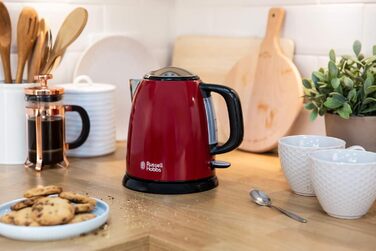 Чайник Russell Hobbs малий 1,0 л Кольори Нержавіюча сталь Червоний (2400 Вт, функція приготування під тиском, знімний фільтр від накипу, зовнішній індикатор рівня води, маленький туристичний чайник) Чайник 24992-70