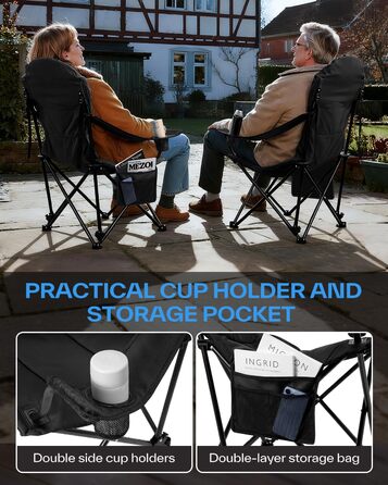 Складане кемпінгове крісло Sportneer Складане кемпінгове крісло до 160 кг, 3 регульовані кути нахилу, кемпінгове крісло/рибальське крісло зі спинкою, підголівником та сумкою для перенесення, складне кемпінгове крісло/вуличне крісло, , чорний