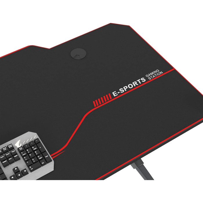 Ігровий стіл sogesfurniture 140 см, ігровий комп&39ютерний стіл для ПК з великим килимком для миші, тримачем для напоїв, гачком для навушників, ST-Eagle-1400BK-BH