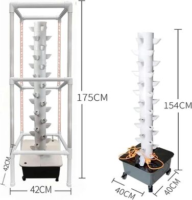Ярусів 45 отворів Aquaponics Growth System Vegetable Plant Tower Подарунок для любителів саду Стандарт//, 15