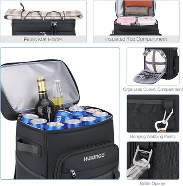 Великий водонепроникний ізольований рюкзак-холодильник, герметичний складний рюкзак-холодильник, чисто чорний