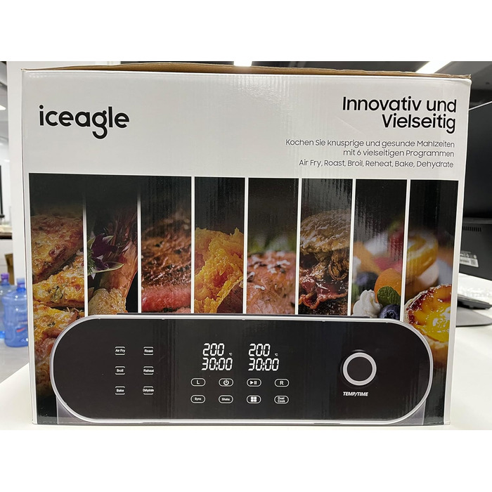 Двокамерна фритюрниця iceagle 11 л - XXL фритюрниця з 2 відділеннями Двозонна фритюрниця, 6 функцій приготування, сенсорний екран, книга рецептів, здорові страви для великої родини Подвійний кошик 11 л