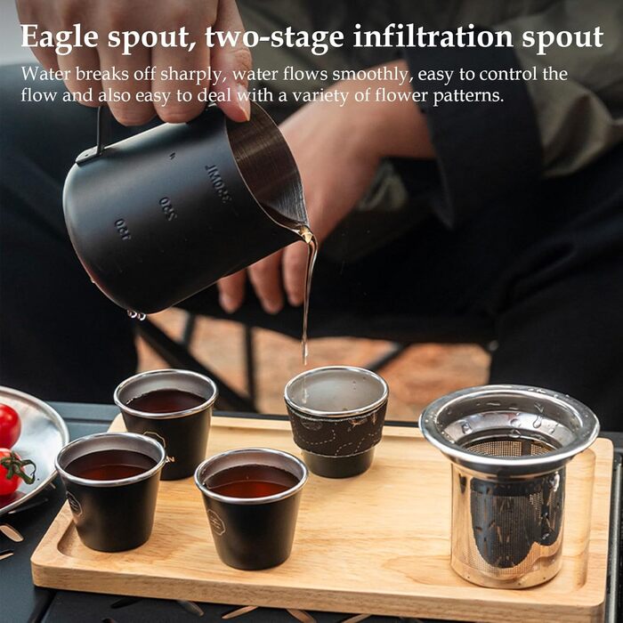 Набір для чаю в дорозі з сумкою Китайський чайний сервіз для дорослих Жароміцні чашки, похідна плитка, 4 чашки для пікніка, барбекю