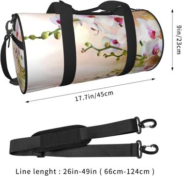 Спортивна сумка для подорожей, дизайн білі орхідеї у ставку, Чорний колір, Універсальний розмір, Дорожня сумка
