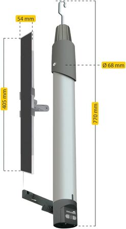 Преміальний радіокерований двигун для маркіз з акумулятором, 10 Н, макс. площа 12 м, легко дообладнається сонячною панеллю, вкл. блок живлення та настінне кріплення (одинарний), 20264
