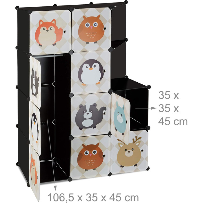 Релакс-дні, кольорова вставна полиця для дитячої кімнати, тваринні мотиви, пластикова вставна система, західні двері, шафа для одя