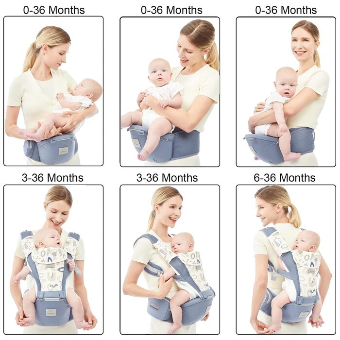 Новий сезонний сірий), 0-36 Months, 3D Air Mesh Baby Carrier Backpack for Newborns to Toddlers, Safety Standard Approved, Ergonomi