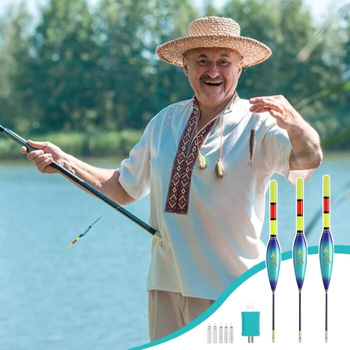 Рибальські поплавці, Набір з 3 світлодіодних рибальських поплавців, Риболовля на поплавці, Рибальські поплавці, Рибальські аксесуари, Риболовля на поплавці з датчиком сили тяжіння, Набір рибальських поплавців, Риболовля на озерах, річках або ставках