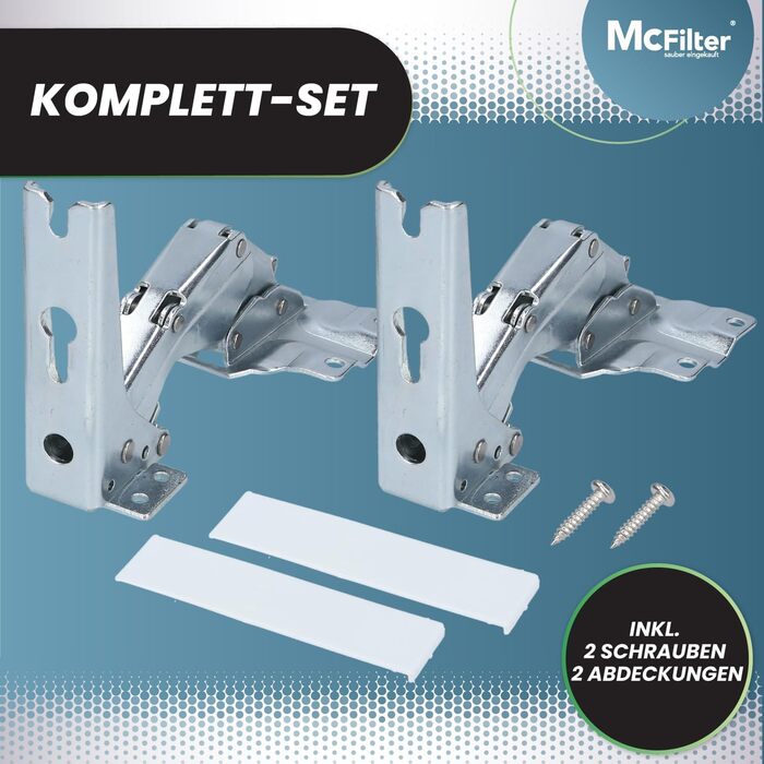 Петлі холодильника McFilter I 2 шт., сумісні з Bosch, Siemens, Miele, AEG, Neff (00481147, 481147, 407131425/8, 5546050, 00481145, 00499570, 00499569) - плоскі петлі для дверцят холодильника