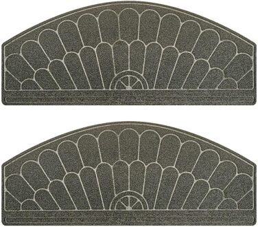 Комплект килимків для сходів, напівкруглий візерунок, нековзна підкладка з TPR, абсорбуючий поліестер для контролю вологи та зниження шуму, для використання всередині та зовні приміщень (сірий)