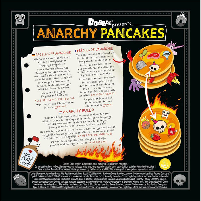 Виличні млинці, Dobble Anarchy Pancakes, Гра для вечірок, Карткова гра, 2-6 гравців, Від 8 років, 5 хвилин, Німецька, Багатомовна